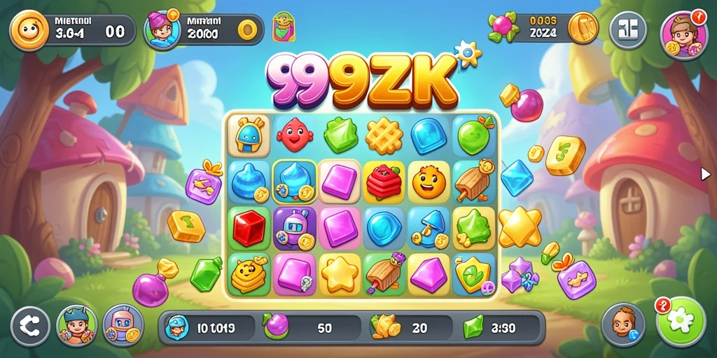 Tangkapan layar gameplay 999ZK dengan aksi Match-3.