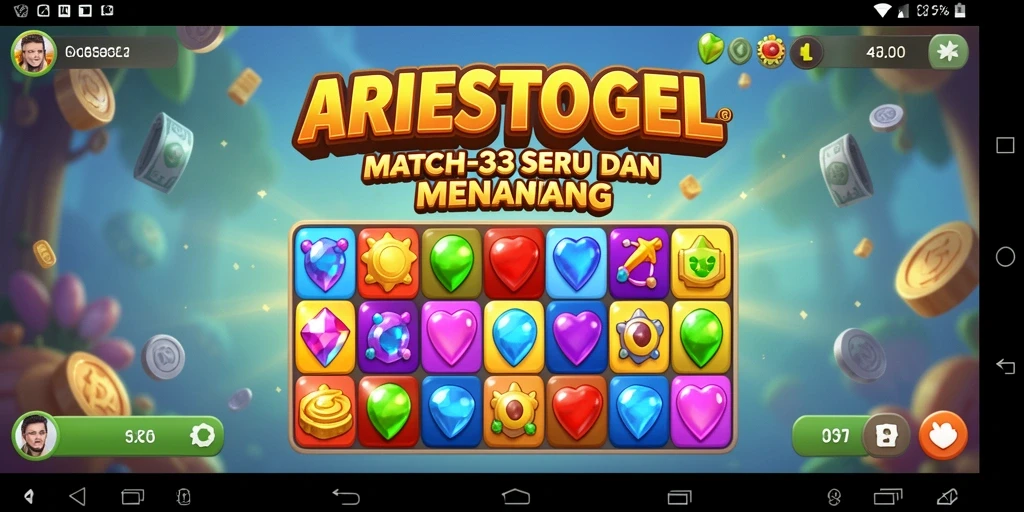 Gameplay ARIESTOGEL dengan elemen Match-3 yang seru.