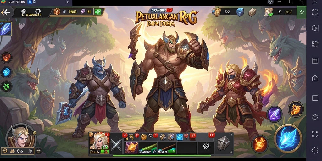 Tampilan gameplay RPG seru di GRANDBET88 dengan karakter beragam.