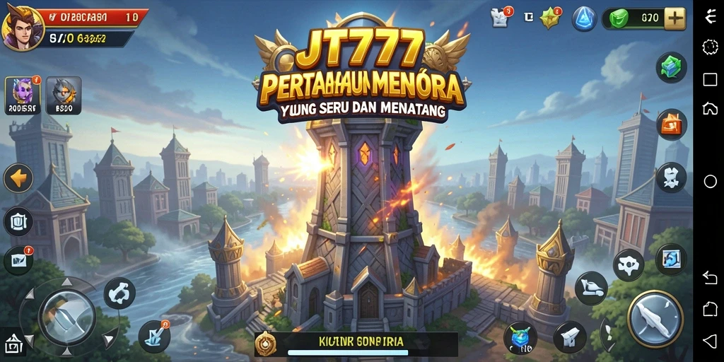 Tampilan gameplay JT777 yang menegangkan dalam pertahanan menara.