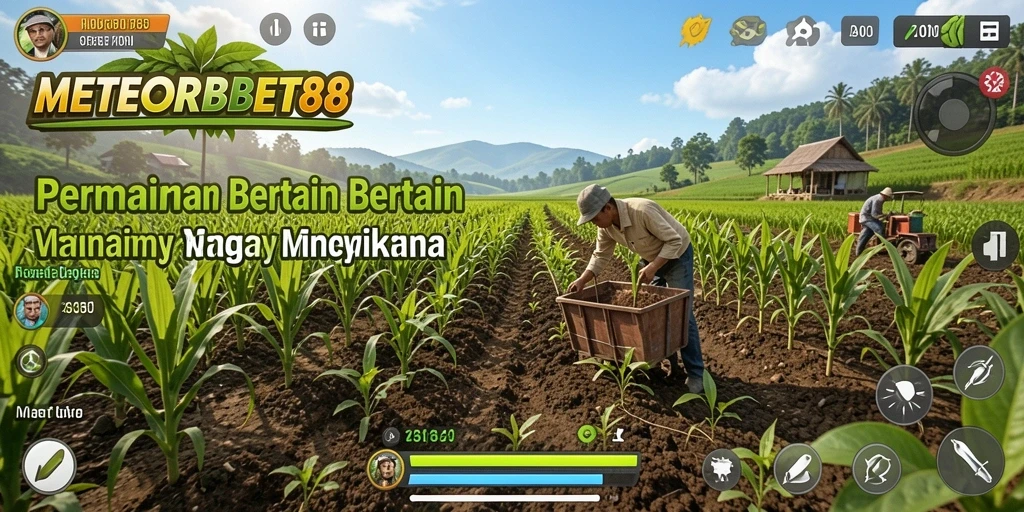 Tampilan gameplay seru di METEORBET88 dengan aktivitas bertani.