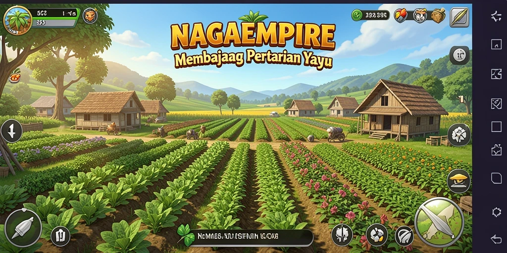 Tampilan screenshot NAGAEMPIRE dengan aktivitas bercocok tanam yang seru.