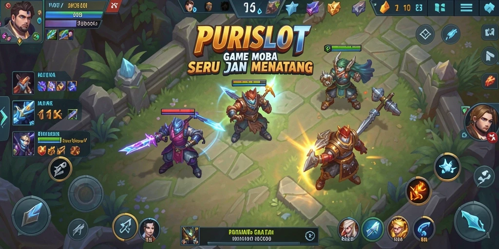 Screenshot gameplay <strong>PURISLOT</strong> menampilkan aksi seru dan strategis di arena.