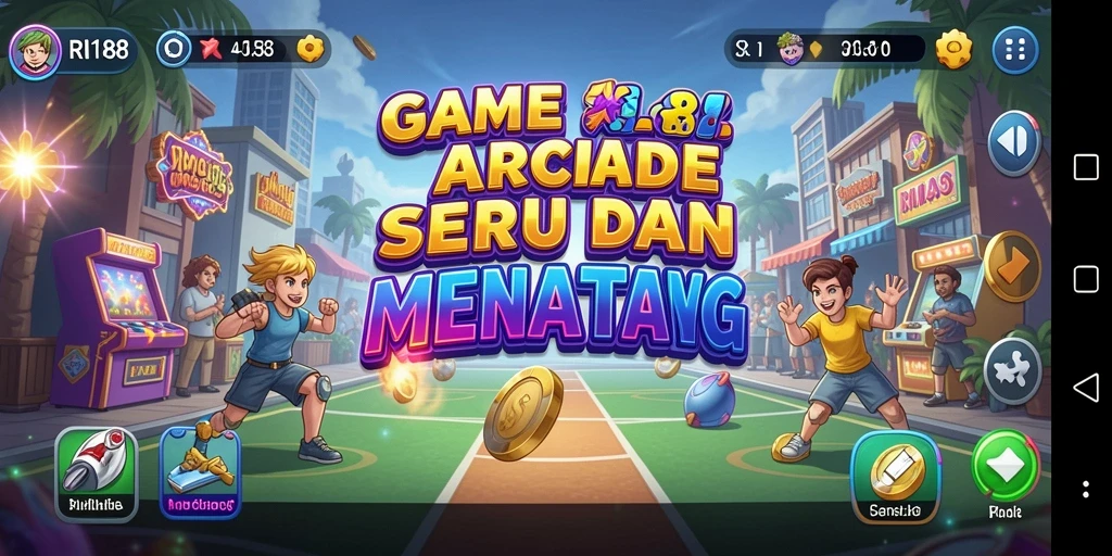 Tangkapan layar gameplay RI188 menampilkan karakter yang beraksi cepat di arena penuh rintangan.