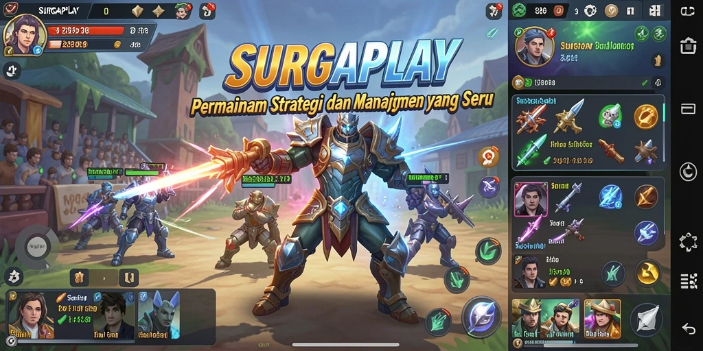 Tampilan gameplay <strong>SURGAPLAY</strong> yang seru dan interaktif dalam pertempuran strategis.