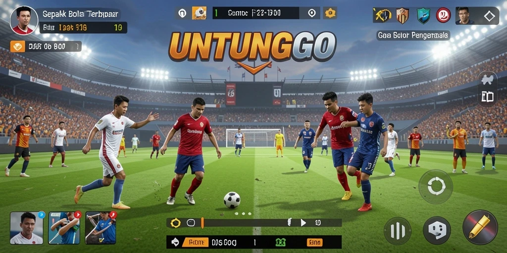 Screenshot UNTUNGGO menampilkan laga sepak bola yang mendebarkan.